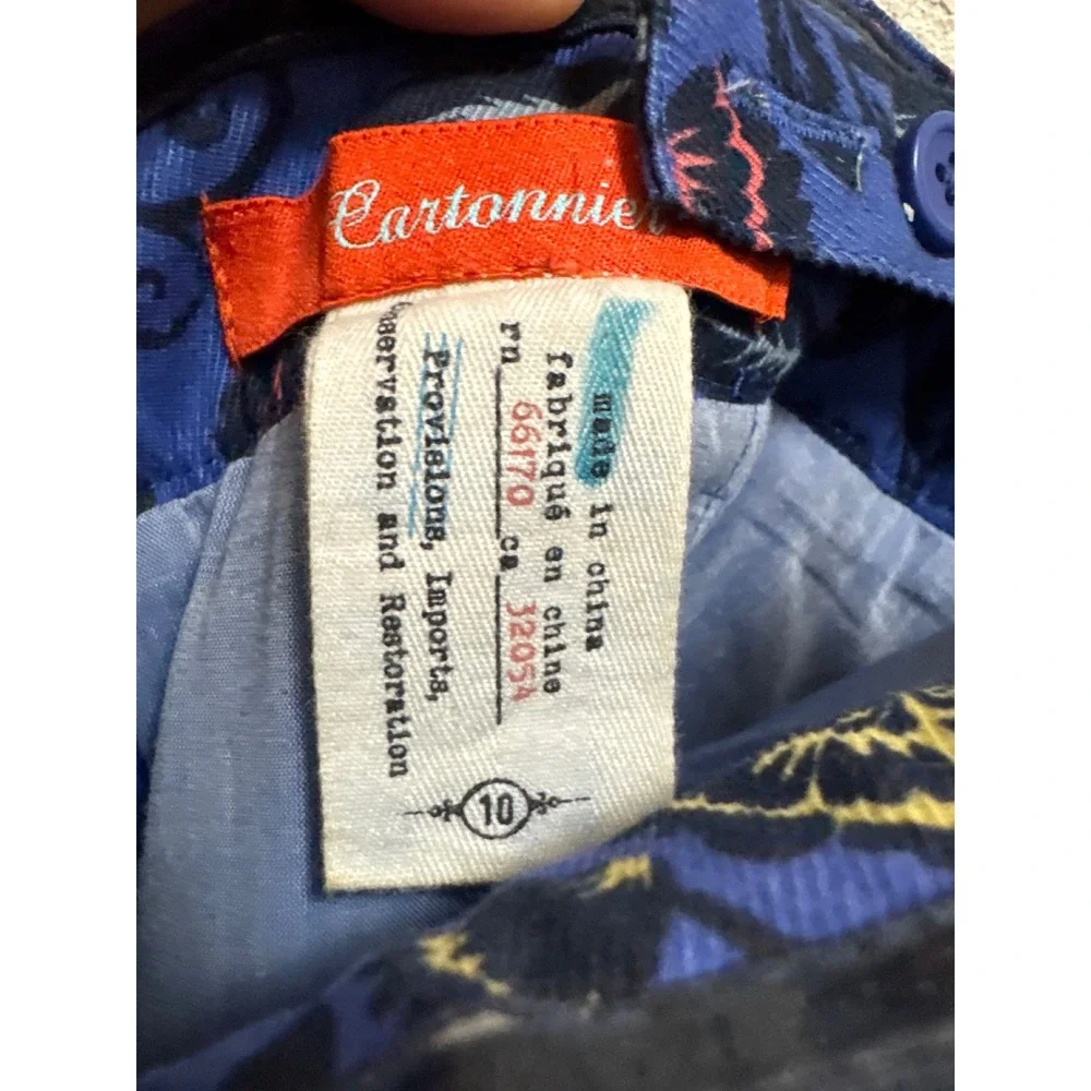 Cartonnier‎ by Anthropologie Jumpsuit Blue Floral Print Wide Leg crop Size 10